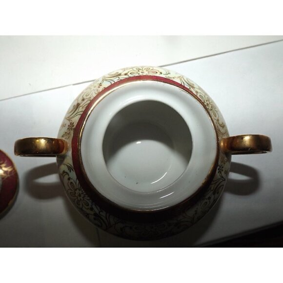 Porzellanmalerei Parbus Demitasse Set for Two - 8 Pieces Gold Trim Floral 1914 - Picture 8 of 11